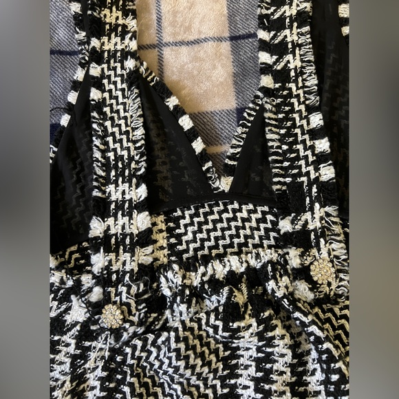 Zara Short pinafore-style dress black and white houndstooth - Picture 6 of 12